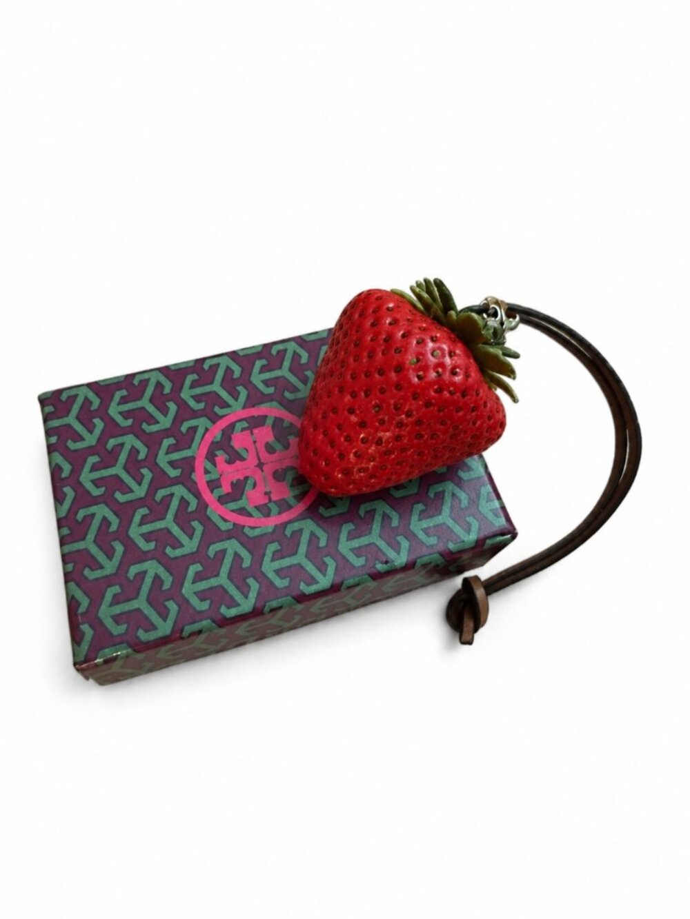 Tory Burch Strawberry Bag Charm Red with Strap & Box